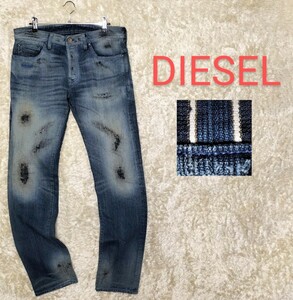 【セルビッチ搭載★伊製】W31 美品 DIESEL ダメージ加工レギュラースリムストレートデニムパンツ/ジーンズ◆SAFADO☆ディーゼル (126)