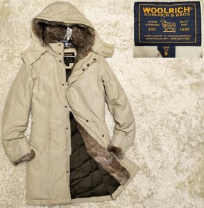 【ラビットファー★】Sサイズ WOOLRICH JOHN RICH＆BROS. BOULDER COAT ダウンコート/ベージュ◆クリーニング済☆ウールリッチ