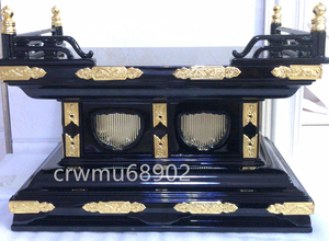 仏教美術 木造須弥壇 本金鍍金金具 高級仏壇の須弥壇 黒塗 木製 幅さ36cm 高さ20cm