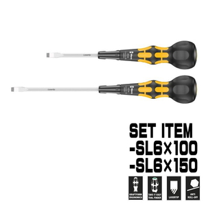 WERA ball grip Laser chip minus screwdriver set SL6x100mm + SL6x150mm Japan limitation specification ball grip Driver vela