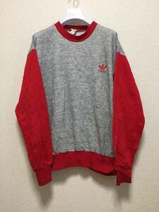 80's 90's ヴィンテージ adidas アディダス ヴィンテージスウェット レトロスウェット 切り替えトレーナー old adidas グレー×赤