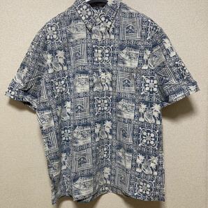 80's90's USAヴィンテージ reyn spooner レインスプーナー アロハシャツ ハワイアンシャツ プルオーバー シャツ 総柄シャツ半袖シャツ 青白の画像1
