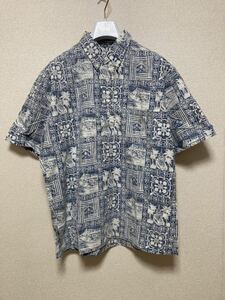 80's90's USAヴィンテージ reyn spooner レインスプーナー アロハシャツ ハワイアンシャツ プルオーバー シャツ 総柄シャツ半袖シャツ 青白