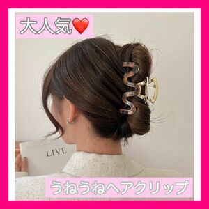 【本日限定価格！】　おしゃれ♪ ウェーブヘアクリップ　韓国　うねうね　 ヘアクリップ ヘアアクセサリー　レオパード柄