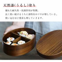 【限定価格】曲げわっぱ 弁当箱 バンド付き 漆塗り 小判型 一段 木製 わっぱ ランチボックス 曲げわっぱ弁当箱_画像2