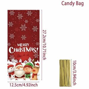 1円スタート　クリスマス　Xmas　ギフト　パーティー　ラッピング　袋　25PCS　⑩　メリークリスマス