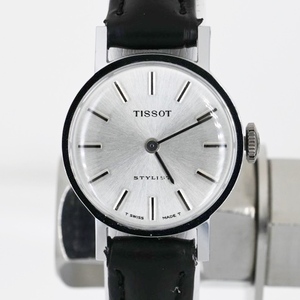 ★1円〜 TISSOT STYLIST スタイリスト レディース メンズ 腕時計 シルバー文字盤 黒ベルト 中古 確実正規品 本物 10-33