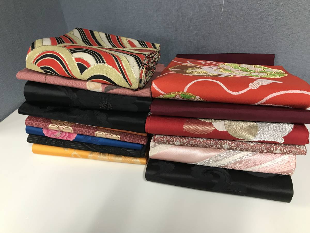 No 4 袋帯 帯 着物 ハギレ 送料込 リメイク アンティーク 材料-