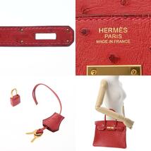 HERMES エルメス バーキン 30 ルージュビフ ゴールド金具 T刻印(2015年頃) レディース オーストリッチ ハンドバッグ Aランク 中古 銀蔵_画像10