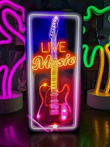  electric guitar music Live music Live house lock n roll Cafe bar autograph lamp signboard ornament american miscellaneous goods light BOX