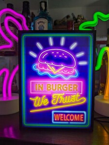 ハンバーガー ファーストフード ダイナー カフェ レストラン テーブル カウンター ランプ 看板 置物 雑貨 ライトBOX 電飾看板 電光看板