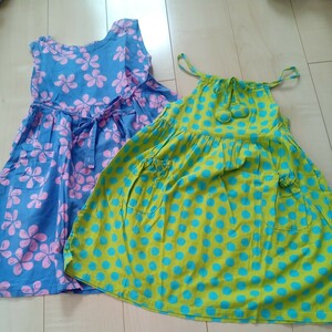 女児夏ワンピース100 110☆背中もかわいい！ワンピース　海外４Ｔ(4歳)女児ワンピース2枚セット☆ＵＳＥＤ海外購入 花柄ワンピース