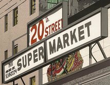 鈴木英人(1948-)●全版画集作品番号No.1番の作品『20TH STREET SUPER MARKET』16版16色リトグラフ●1985年制作●版元SOLD OUT●マイアミ_画像2