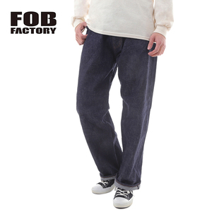 【サイズ2】FOB FACTORY エフオービーファクトリー リラックスフィット セルビッジデニムパンツ インディゴ 日本製 F1147 WIDE DENIM 5P WA