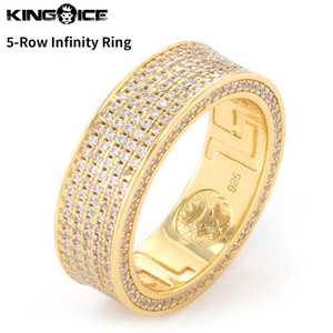 【リングサイズ US9】King Ice キングアイス リング 指輪 ゴールド 5-Row Infinity Ring メンズ 男性 アクセサリー レディース 女性 兼用