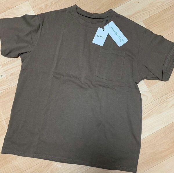 グレイル　ポケット付き　半袖Tシャツ　ブラウン　フリーサイズ　 半袖Tシャツ ポケットTシャツ　 T-SHIRT 新品　タグ付き