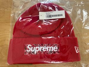 new era box logo beanie 赤　レッド　ニット帽　ペイズリー　fw19