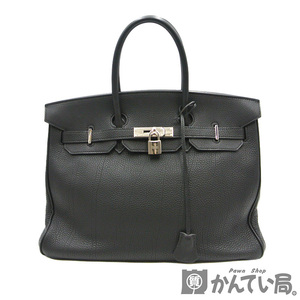 17239 HERMES【エルメス】バーキン35 トゴ シルバー金具 ブラック ハンドバッグ □F刻 鞄 バッグ【中古】USED-B