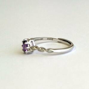 アメジスト リング 華奢 指輪 シルバー 925 パワーストーン 2月 誕生石 天然 アメシスト 紫水晶 小さい 細いの画像4