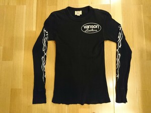 VANSON バンソン ブラック サーマル長袖 Tシャツ smallサイズ(小さめタイトシルエット)バイカー 送料レターパックプラス520円