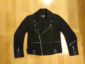 THINK PINK CLOTHING コットン ダブルライダースジャケット 黒色 サイズ36 小さめMサイズ程度 タイトシルエット 送料レターパックプラス520