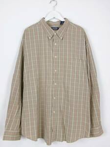 ピューリタン puritan レトロシャツ チェック 柄 ボタンダウンシャツ 長袖 3XL ベージュ メンズ 中古 /FN