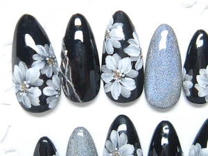 Y* prompt decision [ skinny oval ] flower * mirror * Aurora * artificial nails *25