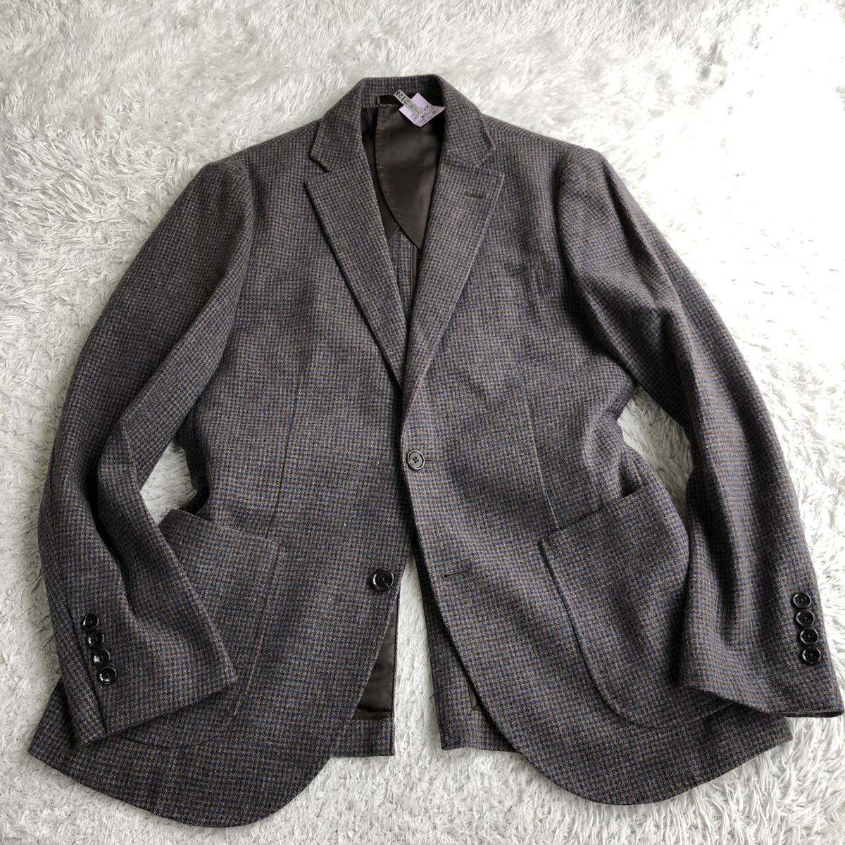 極美品】HarrisTweed×BEAMS ジャケット 黒 グレー L 48-