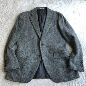 【美品】 スーツセレクト ハリスツイード ジャケット グレー ヘリンボーン AB7 Lサイズ相当