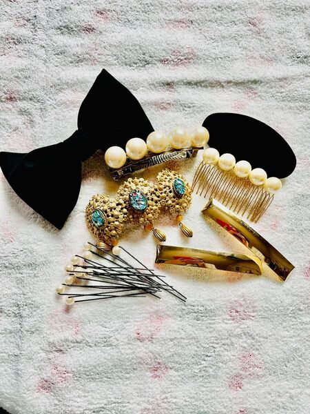 ☆ヘア-アクセサリー☆【7種8点セット まとめ売り】バレッタ 髪留め ヘア-ピン