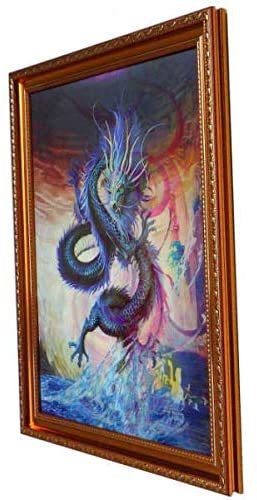 Nueva pintura de buena suerte Pintura de dragón Feng Shui Dragón Feng Shui Pintura Póster artístico Buena suerte Aumento de la fortuna Arte 3D Aparecen 3 tipos de dragones según el ángulo 34x44 cm, Obra de arte, Cuadro, otros