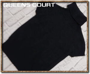 ☆QUEENS COURT　クイーンズコート　アンゴラ半袖タートルニット　黒☆