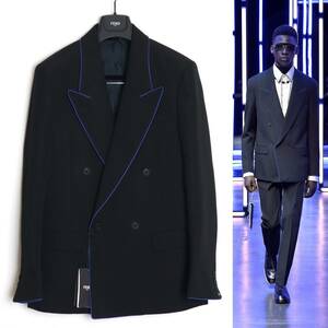 FENDI new goods 21AW domestic regular goods wool gyaba Gin double breast 46 hanger attaching tailored jacket double piping pi-k gong peru
