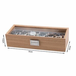 * free shipping new goods 2 piece set clock case wooden plain wood wristwatch storage case box collection glass window display case acrylic fiber 6ps.