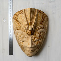 木彫り マスク 仮面 木彫 置物 オブジェ 民芸 木製彫刻_画像3
