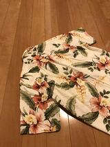 良品☆HAWAII製／TWO PALMS・トゥーパームス サイズS大き目　半袖希少.レーヨンアロハシャツ 花&葉っぱ総柄 ボタニカル調 開襟ボックス型_画像8