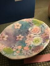 工房ゆずりは　瀬戸焼　ケーキプレート　ケーキ皿　デザート　楕円形　食器　彩ばら花紋　ピンク　華やか　陶器　手描き　花柄　　　F箱　B_画像2