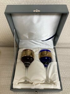 *bohe mia * BOHEMIA * wine glass * Czech s donkey Kia * 2 customer set * glasswork * in the case * gold paint flower equipment * wistaria 285