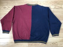 ★トミーヒルフィガー TOMMY HILFIGER 90s 長袖 トレーナー エンブレム刺 丸首 赤系 紺系 XLサイズ ▼シミ、色褪せ等あり ■由127_画像2