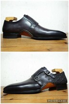 【試し履きのみ/未使用】SPAIN製 MAGNANNI/マグナーニ オパンケ製法 ダブルモンクストラップ 40 25-25.5cm相応 黒/santoni ブランキーニ_画像2