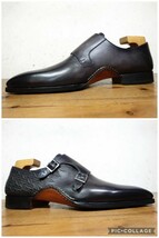 【試し履きのみ/未使用】SPAIN製 MAGNANNI/マグナーニ オパンケ製法 ダブルモンクストラップ 40 25-25.5cm相応 黒/santoni ブランキーニ_画像3