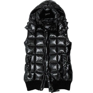 LEON掲載 定価9.7万 AKM×DUVETICA squared hooded down vest LIMONTA NYLON Mサイズ 黒 デュベティカフードダウンベスト akm junhashimoto