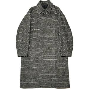 定価12万 KAZUYUKI KUMAGAI ATTACHMENT W/Ap/He Stretch glen check soutien collar coat ３ アタッチメントストレッチステンカラーコート