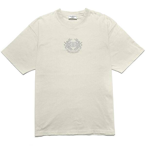 国内正規品 定価9.5万 BALENCIAGA LIONS LAUREL LARGE FIT OVERSIZE T-SHIRT XS 男女兼用 バレンシアガ オーバーサイズロゴ刺しゅうTシャツ