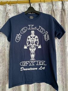 ゴールドジム Tシャツ マッチョ アメリカ USA goldsgym gold'sgym ロサンゼルス ダウンタウン LA gym goldgym 紺色 メンズS ネームドロップ