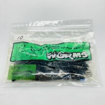 613331 新品 カリフォルニアワーム パドルテールグラブ 4インチ １０本 CALIFORNIA WORM PADDLE TAIL GRUB ブラック・スモーク系カラー_画像6