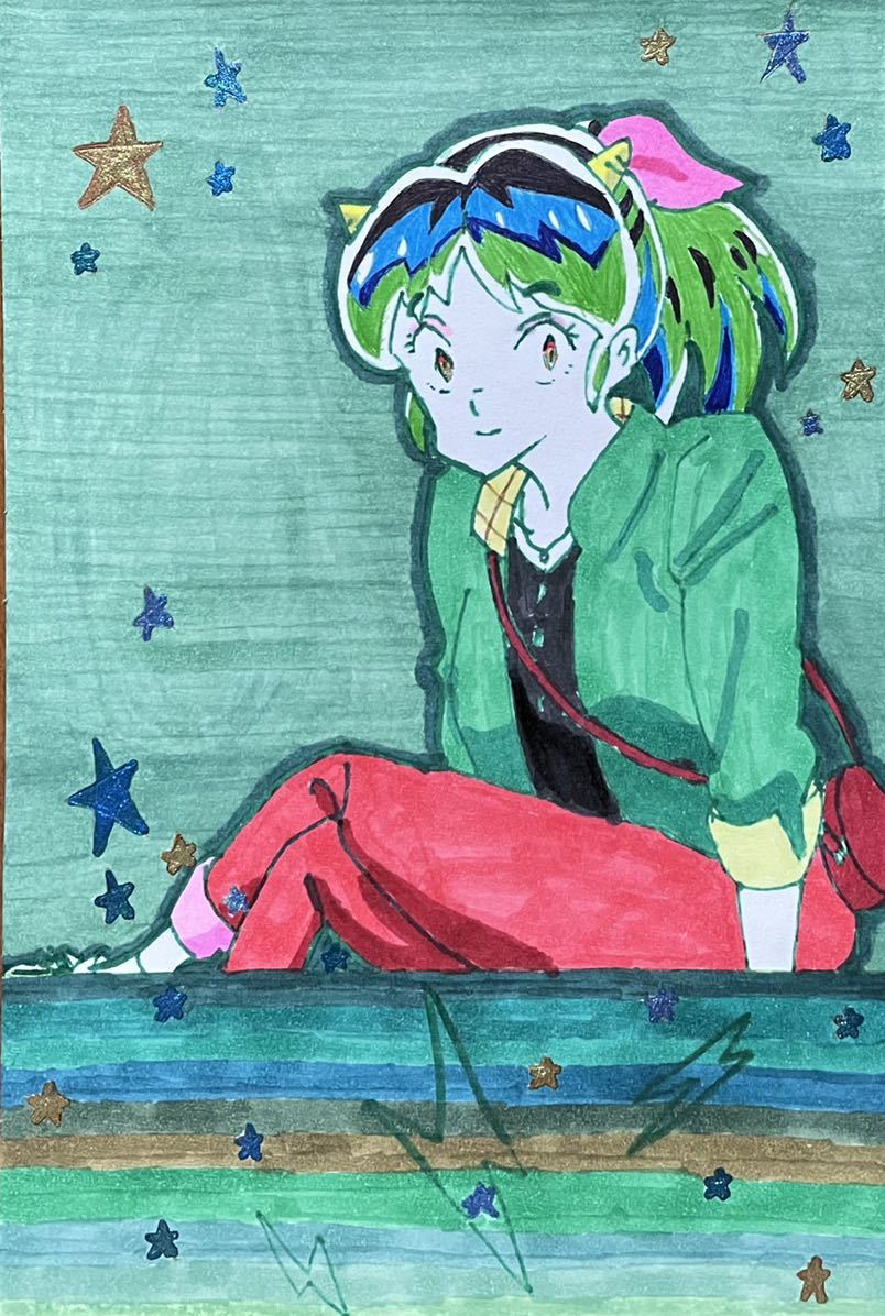 [Urusei Yatsura] Ram-chan (plain clothes) Hand-Drawn artwork illustration (postcard) last!!, comics, anime goods, hand drawn illustration