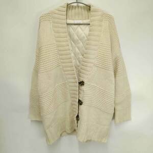 [ used ] Egoist garter MIX braided knitted cardigan cardigan ivory 10910018 lady's EGOIST