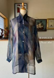 aps242 BASILE28 バジーレ クラシック ロングシアーシャツ