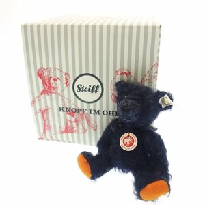 新品同様◆シュタイフ×ポーター タイニー テディベア キーホルダー アイロンブルー Steiff×PORTER Tiny Teddy Bear IRON BLUE【AFE8】